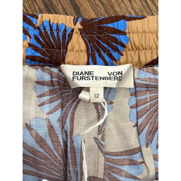 DVF Diane von Furstenberg Veronica Trousers Pants Women's 12 Fan Print Wide Leg - Picture 6 of 8